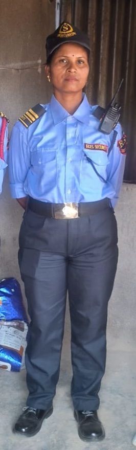 RS Enterprises female security staff in light-blue uniform